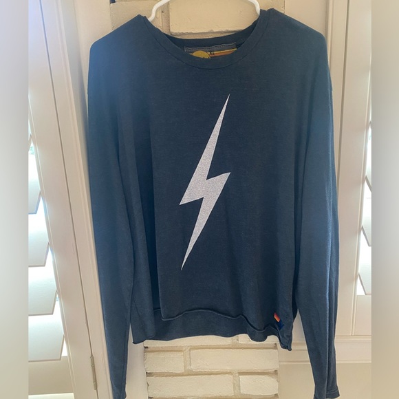 Aviator Nation Tops - AVIATOR NATION BOLT BOYFRIEND LONG SLEEVE TEE - CHARCOAL
